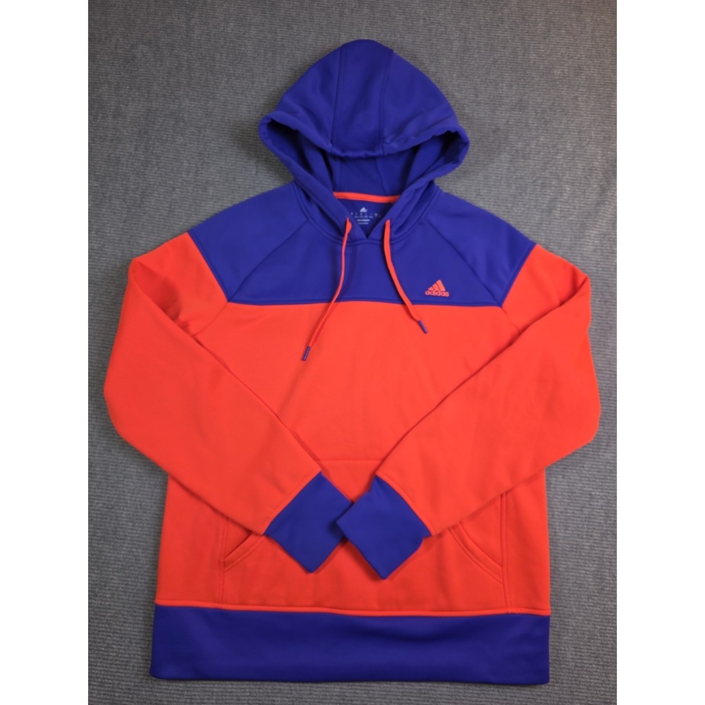 Adidas Climawarm Hoodie Mens Large OrangePurple Colorblock Pullover Thumbholes
